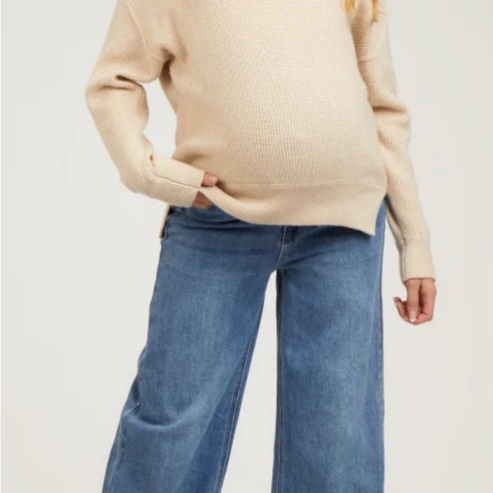Pinkblush Blue Wide Leg Maternity Jeans Size 28